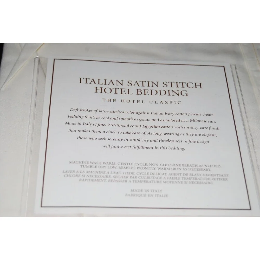 Restoration Hardware Italian Satin Stitch Boudoir Pillow Sham White with Tan
